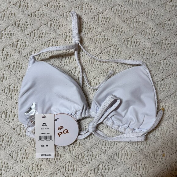 PQ Swim White Textured Triangle Bikini Top SAW-130R – Women’s M NWT - Picture 5 of 6